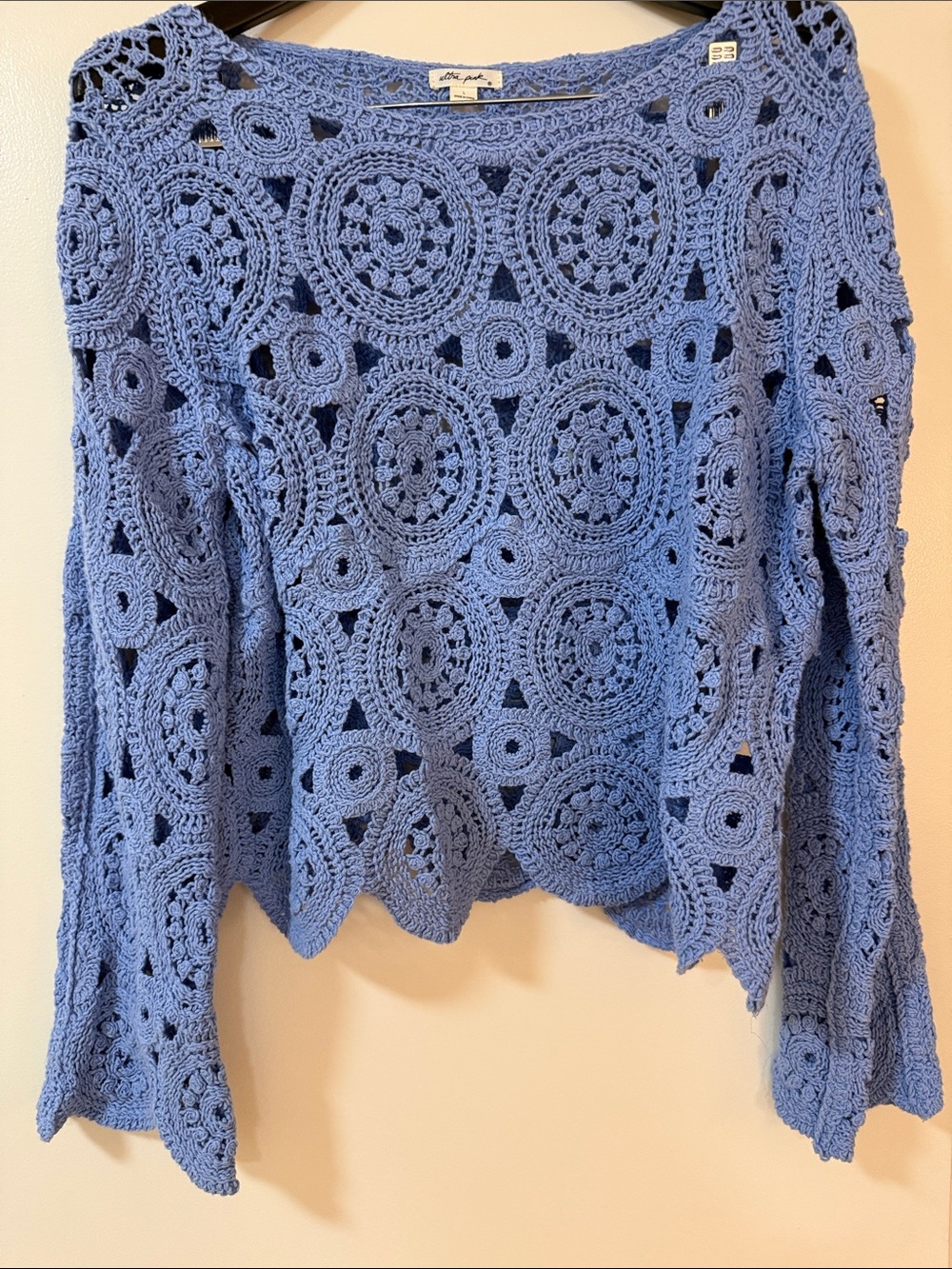 Ultra Pink Lavender Blue Crochet Circle Sweater